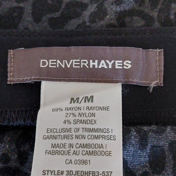 DENVER HAYES Black/Grey Stretch Pencil Skirt w/Animal Print Front Panel - Medium - Picture 8 of 9